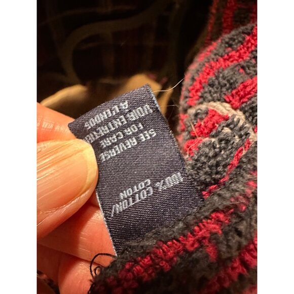 Men’s Majestic International Red & Gray Plaid Cotton Bathrobe O/S  Pockets Thick - Picture 2 of 10